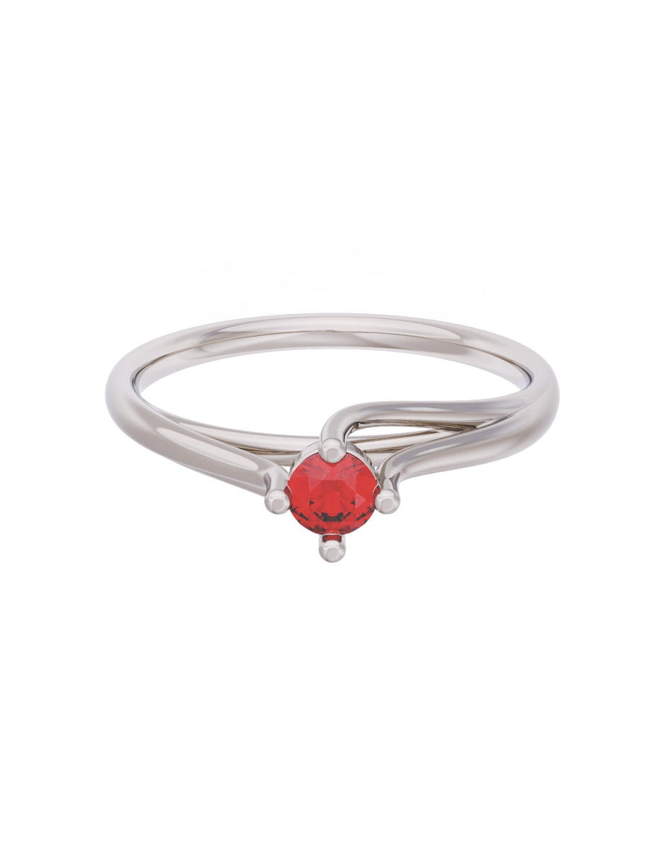 Anillo de Compromiso Eternidad de Oro 14k Zirconia Roja ZR8571-3
