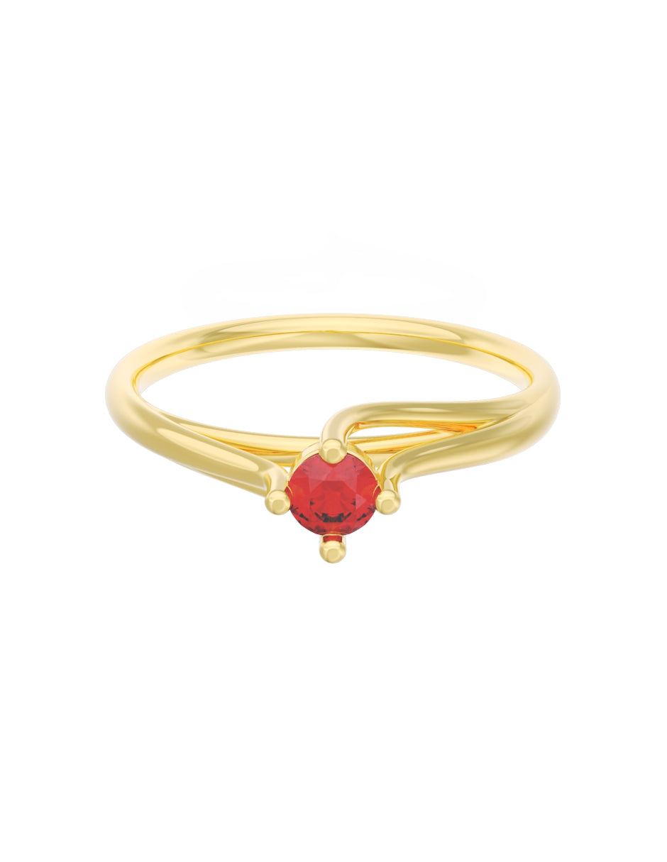 Anillo de Compromiso Eternidad de Oro 14k Zirconia Roja ZR8571