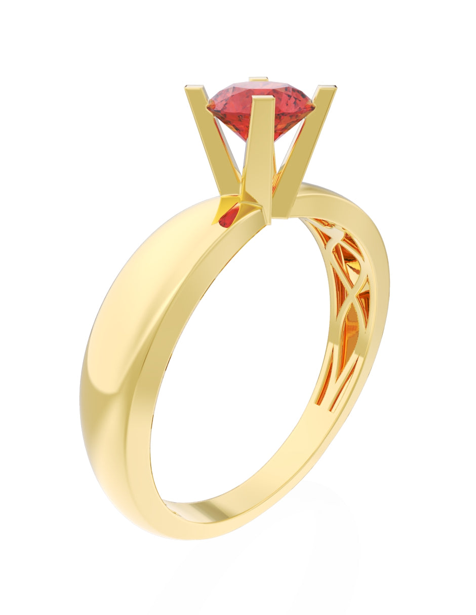 Anillo de Compromiso Eternidad de Oro 14k Zirconia Roja ZR8574-2
