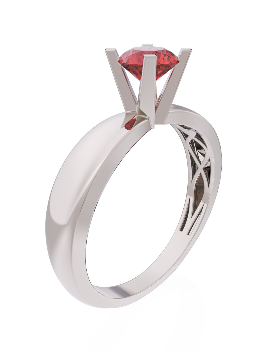 Anillo de Compromiso Eternidad de Oro 14k Zirconia Roja ZR8574-5
