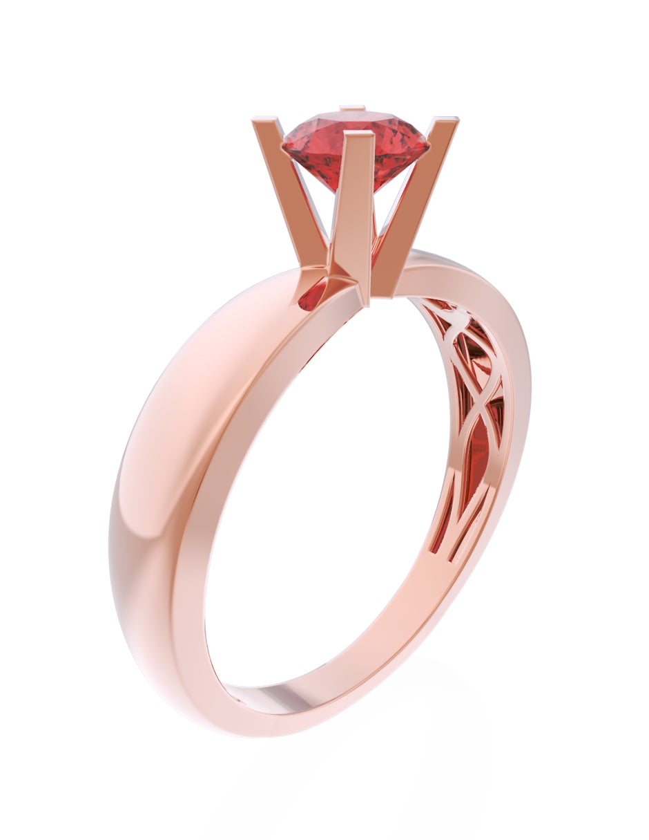 Anillo de Compromiso Eternidad de Oro 14k Zirconia Roja ZR8574-8