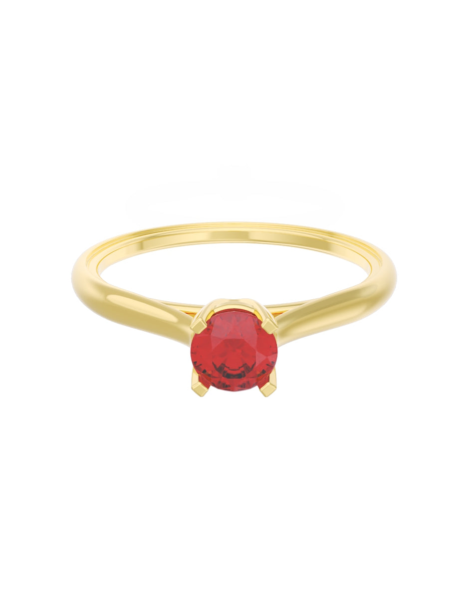 Anillo de Compromiso Eternidad de Oro 14k Zirconia Roja ZR8575