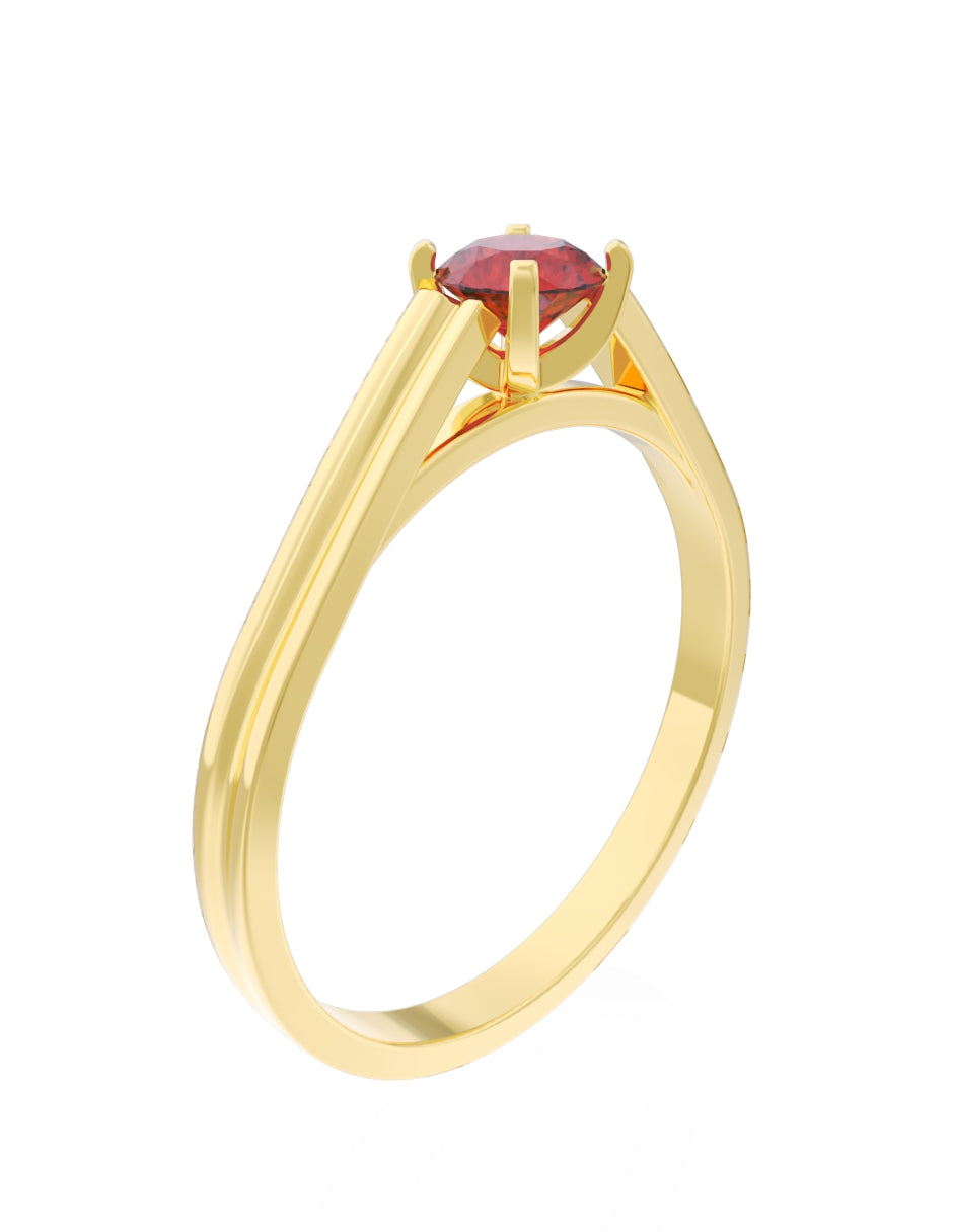 Anillo de Compromiso Eternidad de Oro 14k Zirconia Roja ZR8576-2
