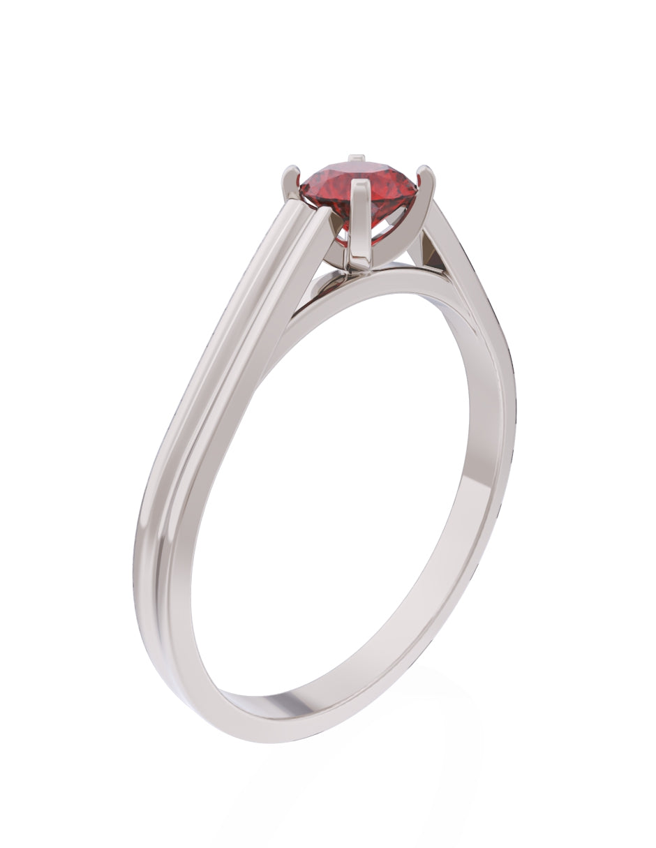 Anillo de Compromiso Eternidad de Oro 14k Zirconia Roja ZR8576-8