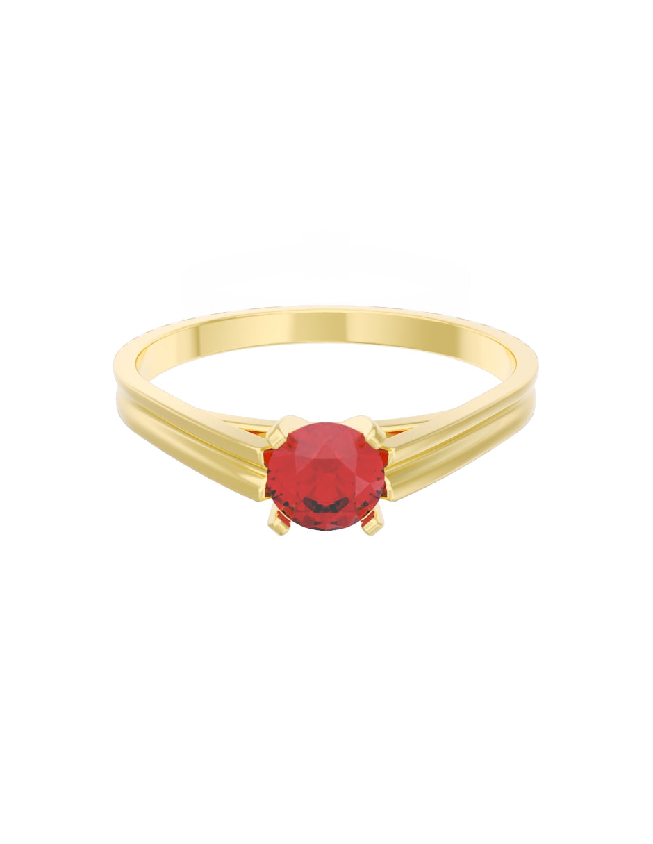 Anillo de Compromiso Eternidad de Oro 14k Zirconia Roja ZR8576