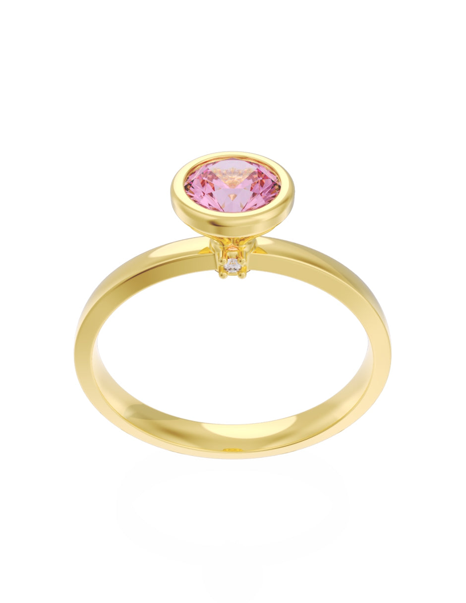 Anillo de Compromiso Eternidad de Oro 14k Zirconia Rosa ZRS8547-1