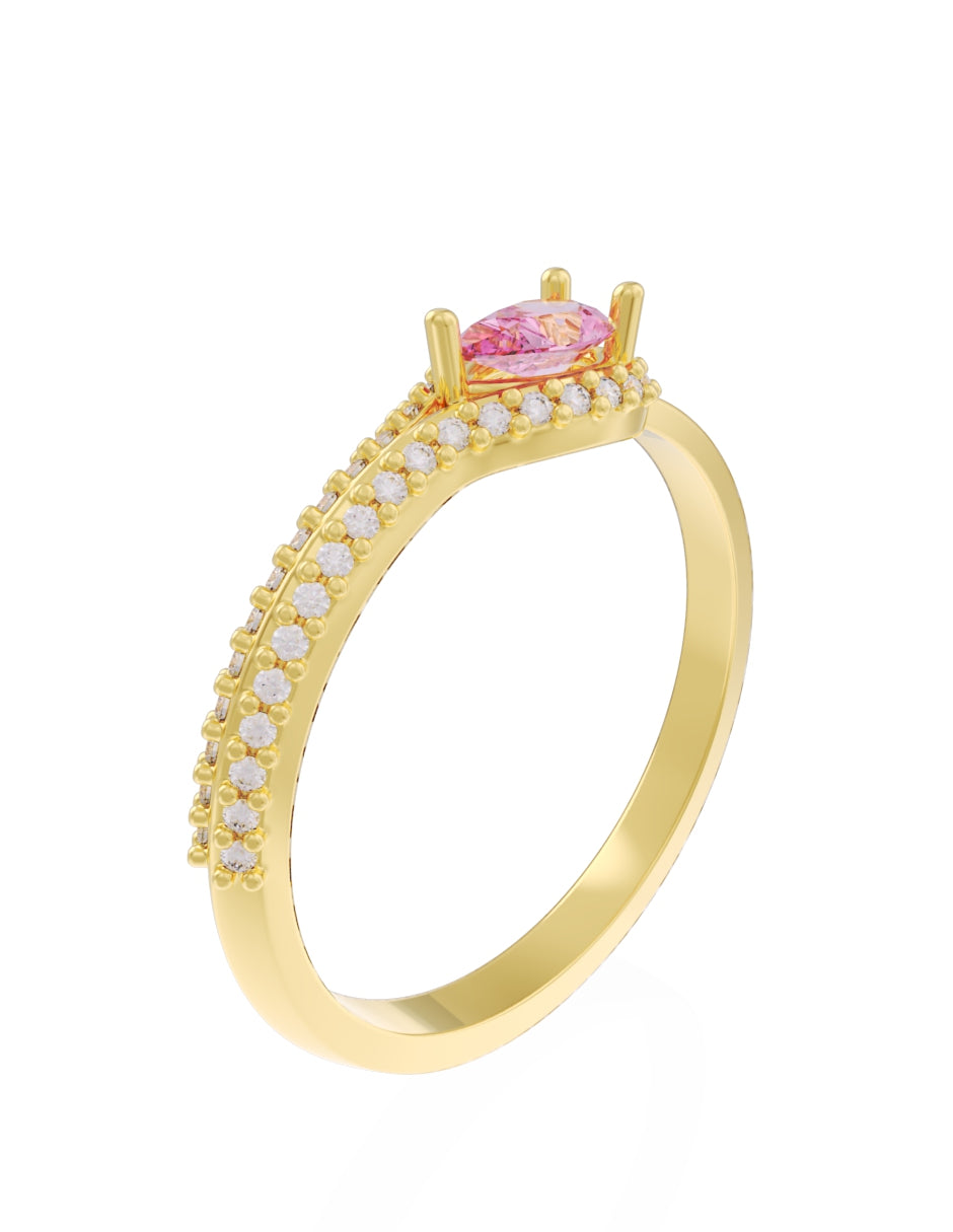 Anillo de Compromiso Eternidad de Oro 14k Zirconia Rosa ZRS8550-2