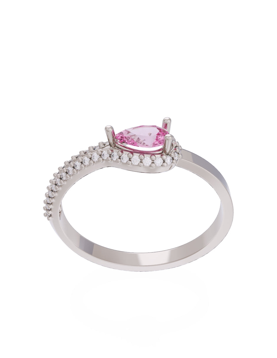 Anillo de Compromiso Eternidad de Oro 14k Zirconia Rosa ZRS8550-4