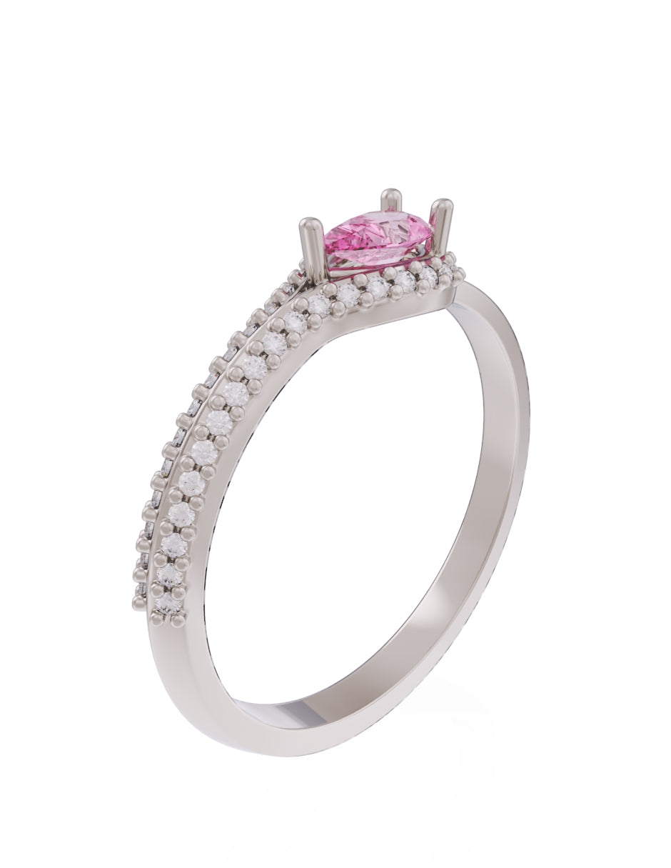 Anillo de Compromiso Eternidad de Oro 14k Zirconia Rosa ZRS8550-5