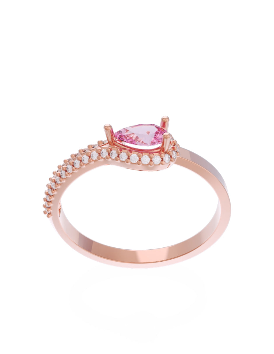 Anillo de Compromiso Eternidad de Oro 14k Zirconia Rosa ZRS8550-7