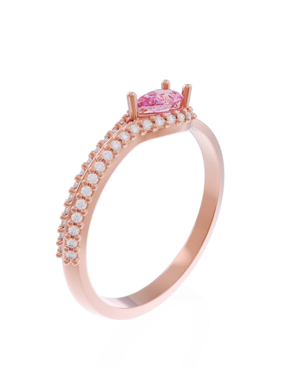 Anillo de Compromiso Eternidad de Oro 14k Zirconia Rosa ZRS8550-8