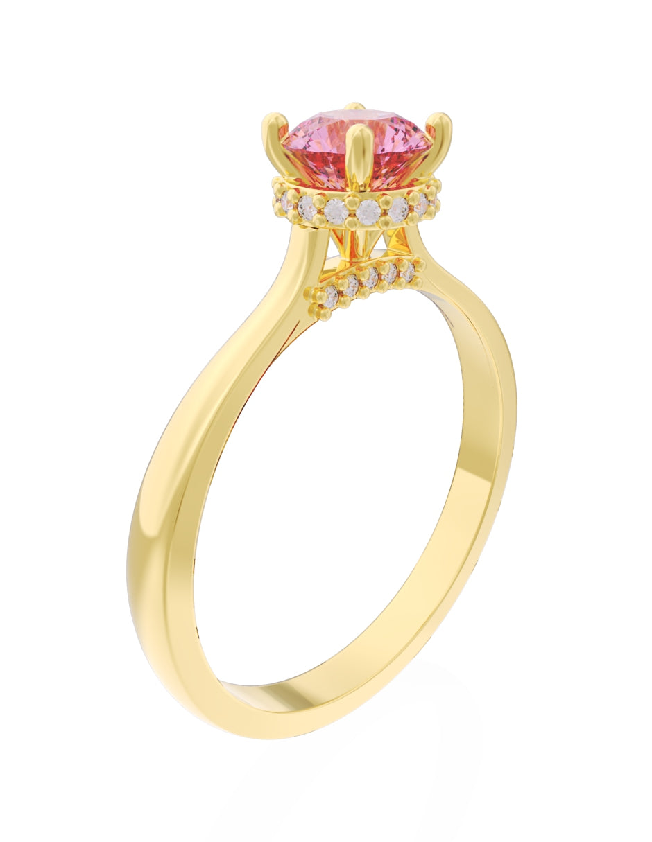 Anillo de Compromiso Eternidad de Oro 14k Zirconia Rosa ZRS8562-2