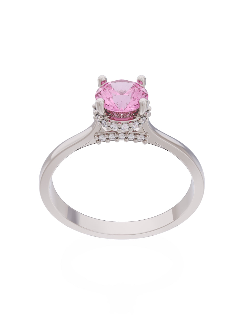 Anillo de Compromiso Eternidad de Oro 14k Zirconia Rosa ZRS8562-4