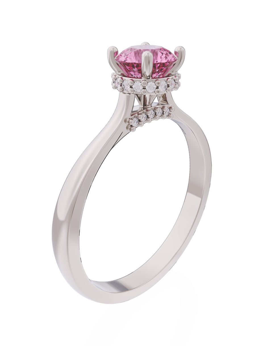 Anillo de Compromiso Eternidad de Oro 14k Zirconia Rosa ZRS8562-5