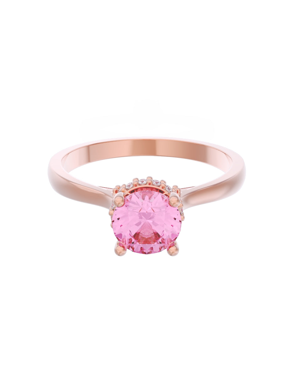 Anillo de Compromiso Eternidad de Oro 14k Zirconia Rosa ZRS8562-6
