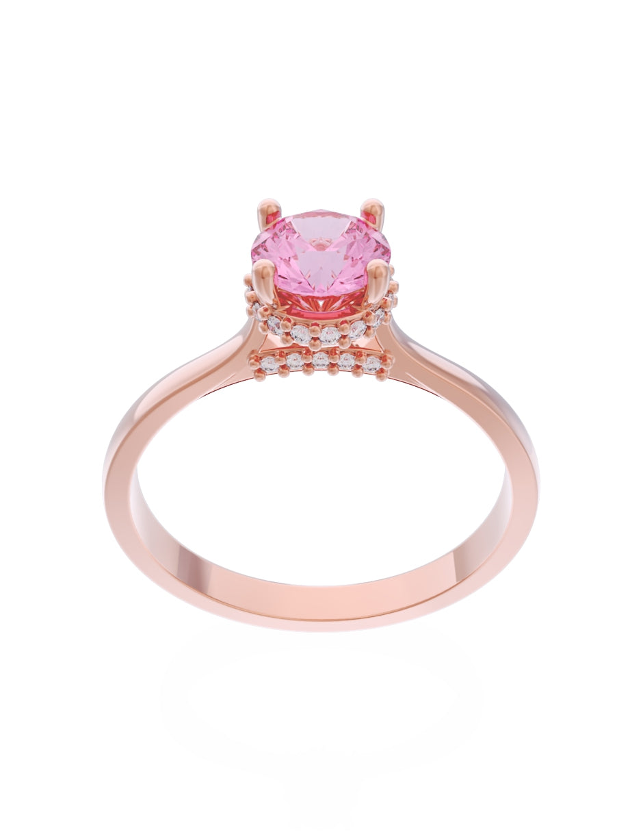 Anillo de Compromiso Eternidad de Oro 14k Zirconia Rosa ZRS8562-7