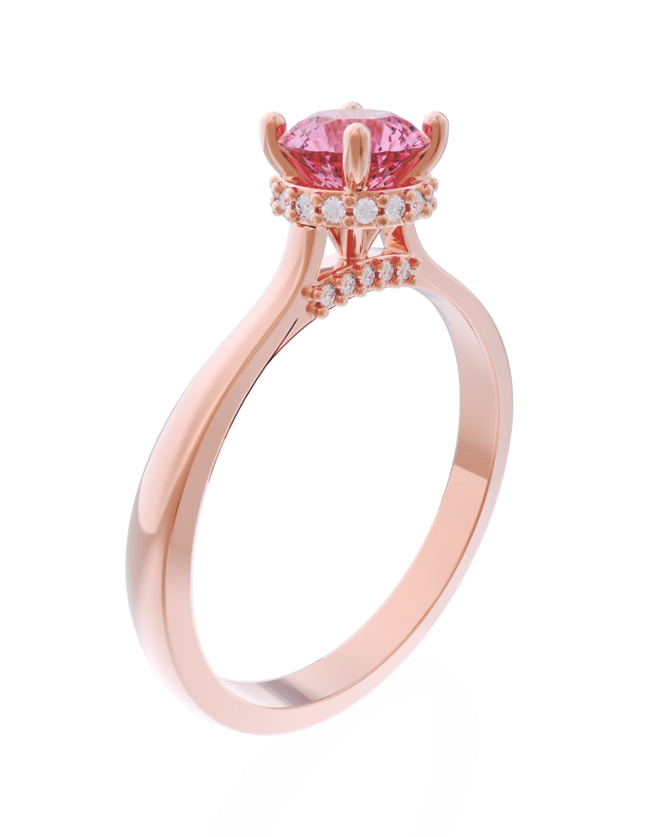 Anillo de Compromiso Eternidad de Oro 14k Zirconia Rosa ZRS8562-8