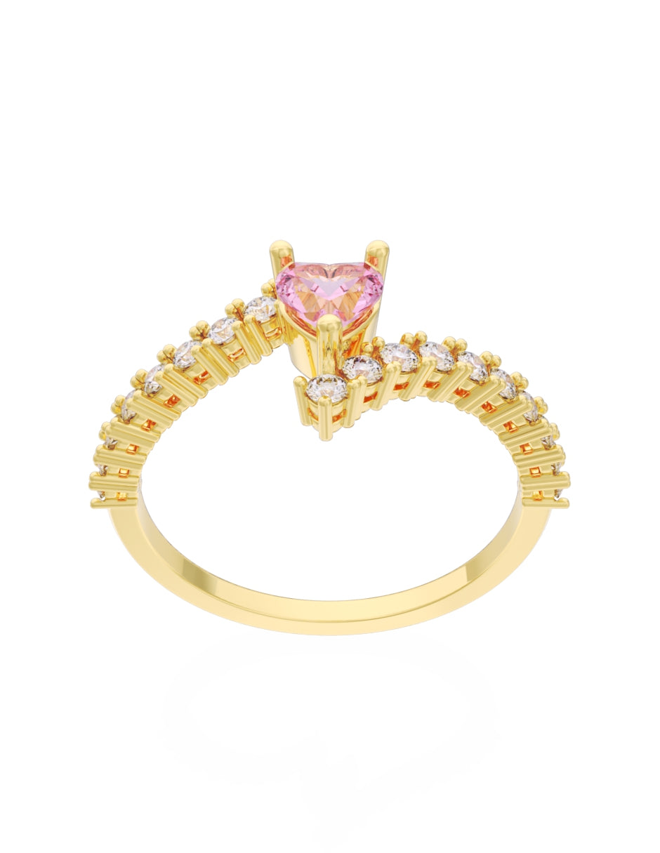 Anillo de Compromiso Eternidad de Oro 14k Zirconia Rosa ZRS8567-1