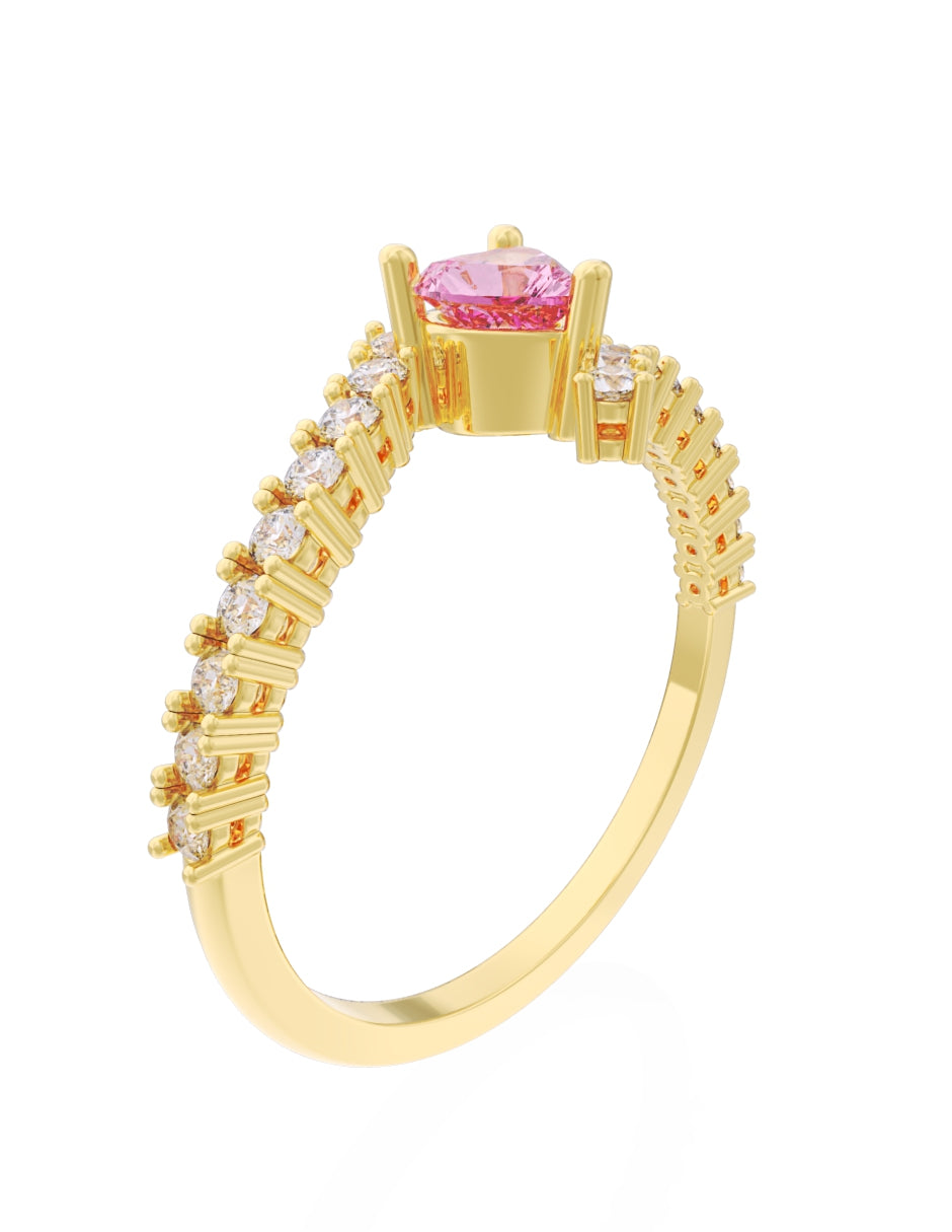 Anillo de Compromiso Eternidad de Oro 14k Zirconia Rosa ZRS8567-2