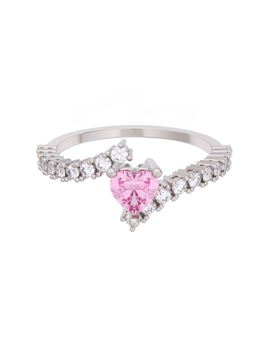 Anillo de Compromiso Eternidad de Oro 14k Zirconia Rosa ZRS8567-3