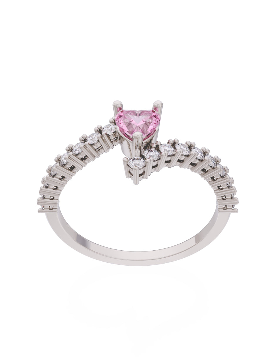 Anillo de Compromiso Eternidad de Oro 14k Zirconia Rosa ZRS8567-4