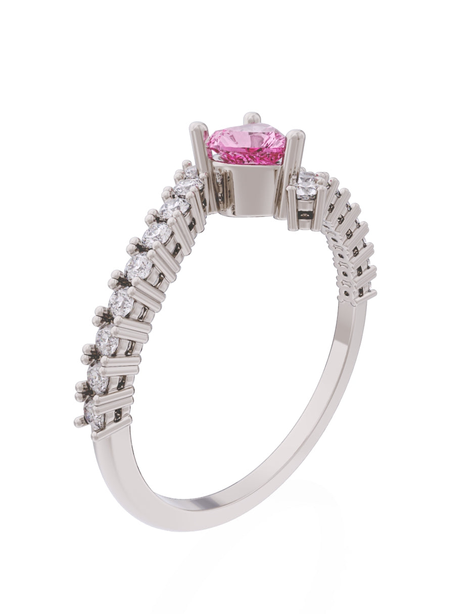 Anillo de Compromiso Eternidad de Oro 14k Zirconia Rosa ZRS8567-5