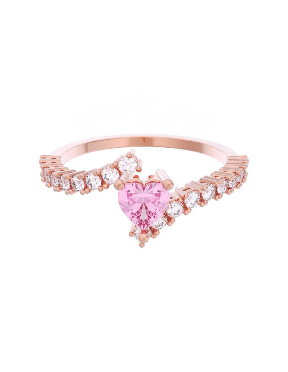 Anillo de Compromiso Eternidad de Oro 14k Zirconia Rosa ZRS8567-6