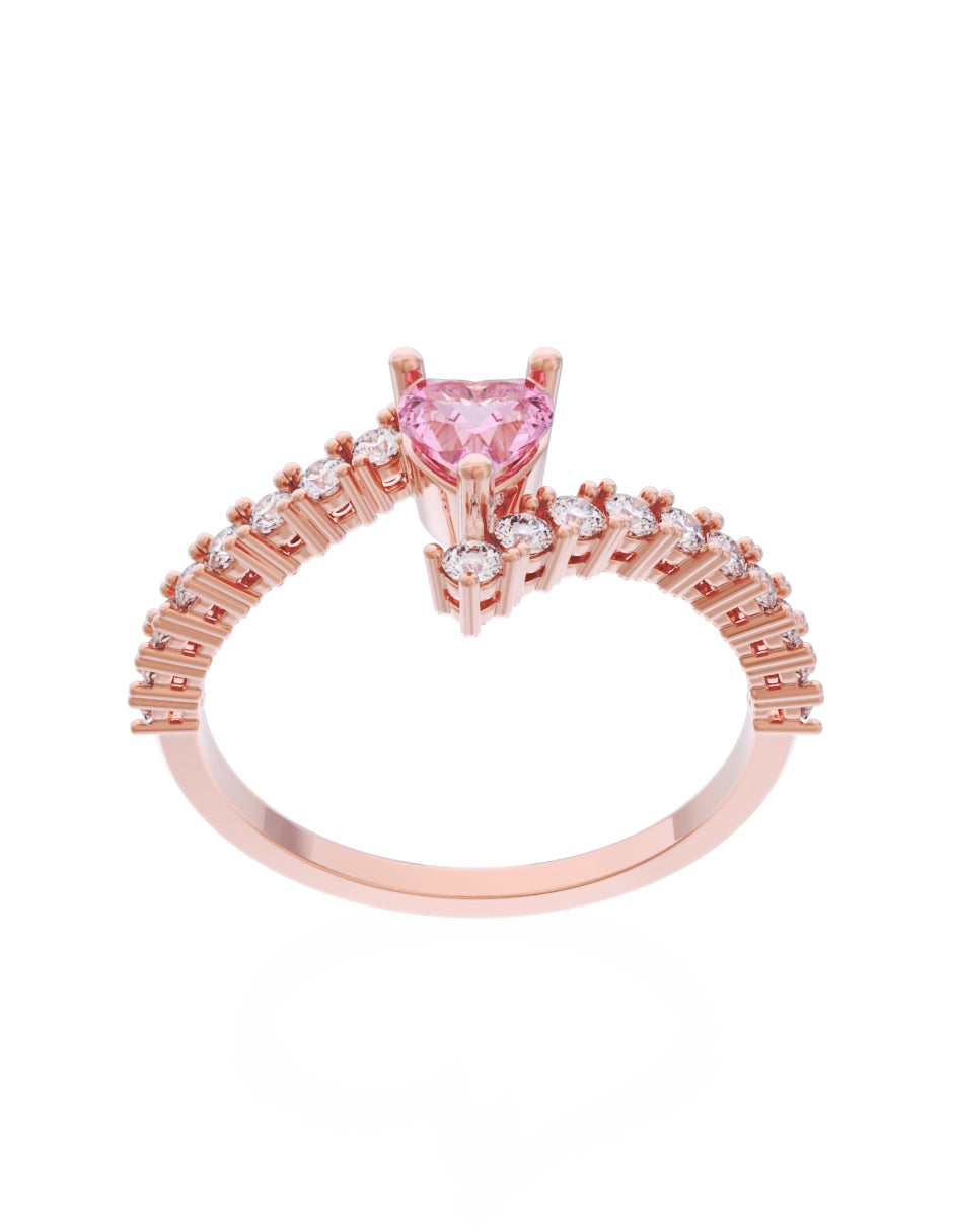 Anillo de Compromiso Eternidad de Oro 14k Zirconia Rosa ZRS8567-7