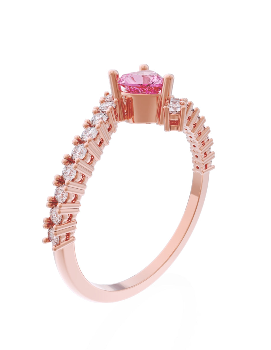 Anillo de Compromiso Eternidad de Oro 14k Zirconia Rosa ZRS8567-8