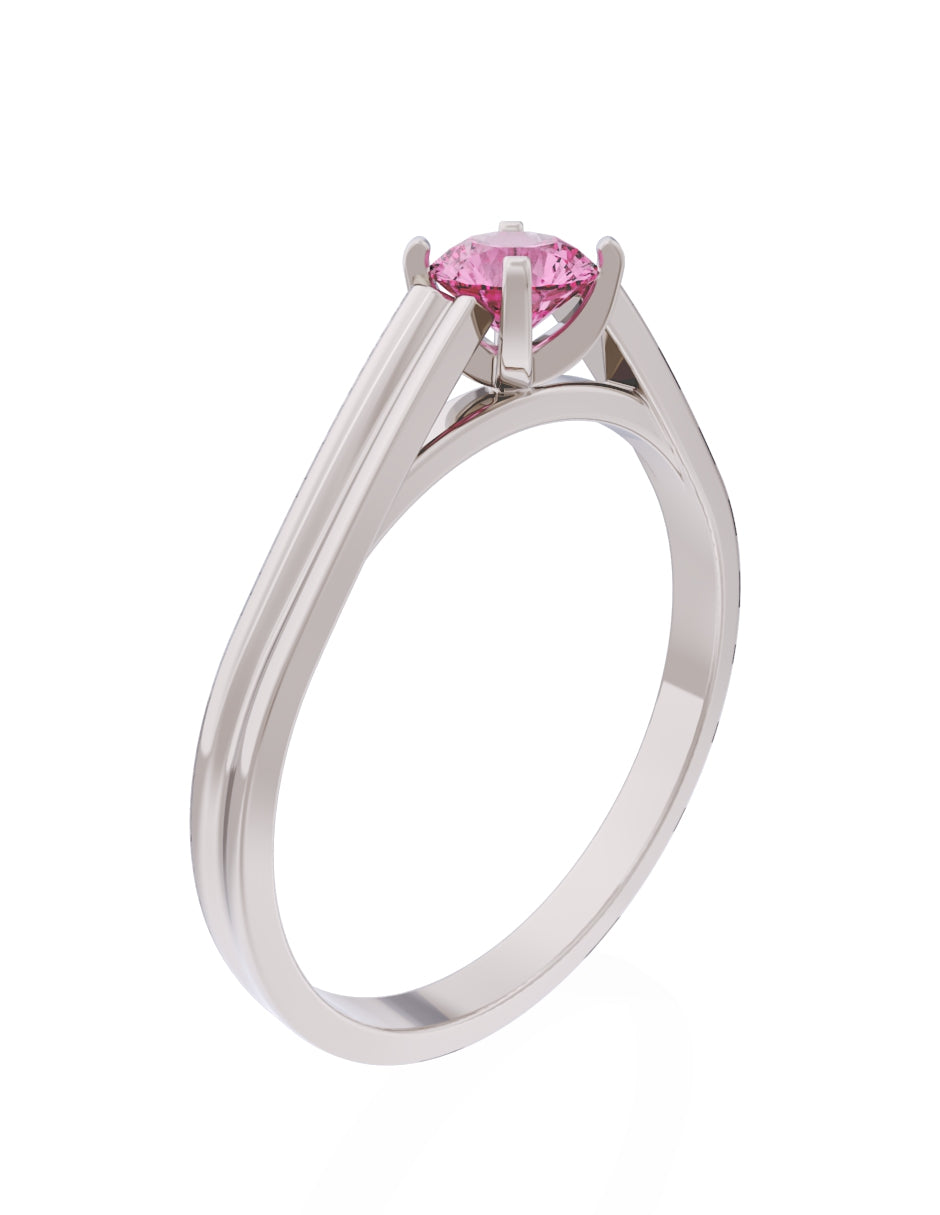 Anillo de Compromiso Eternidad de Oro 14k Zirconia Rosa ZRS8576-5