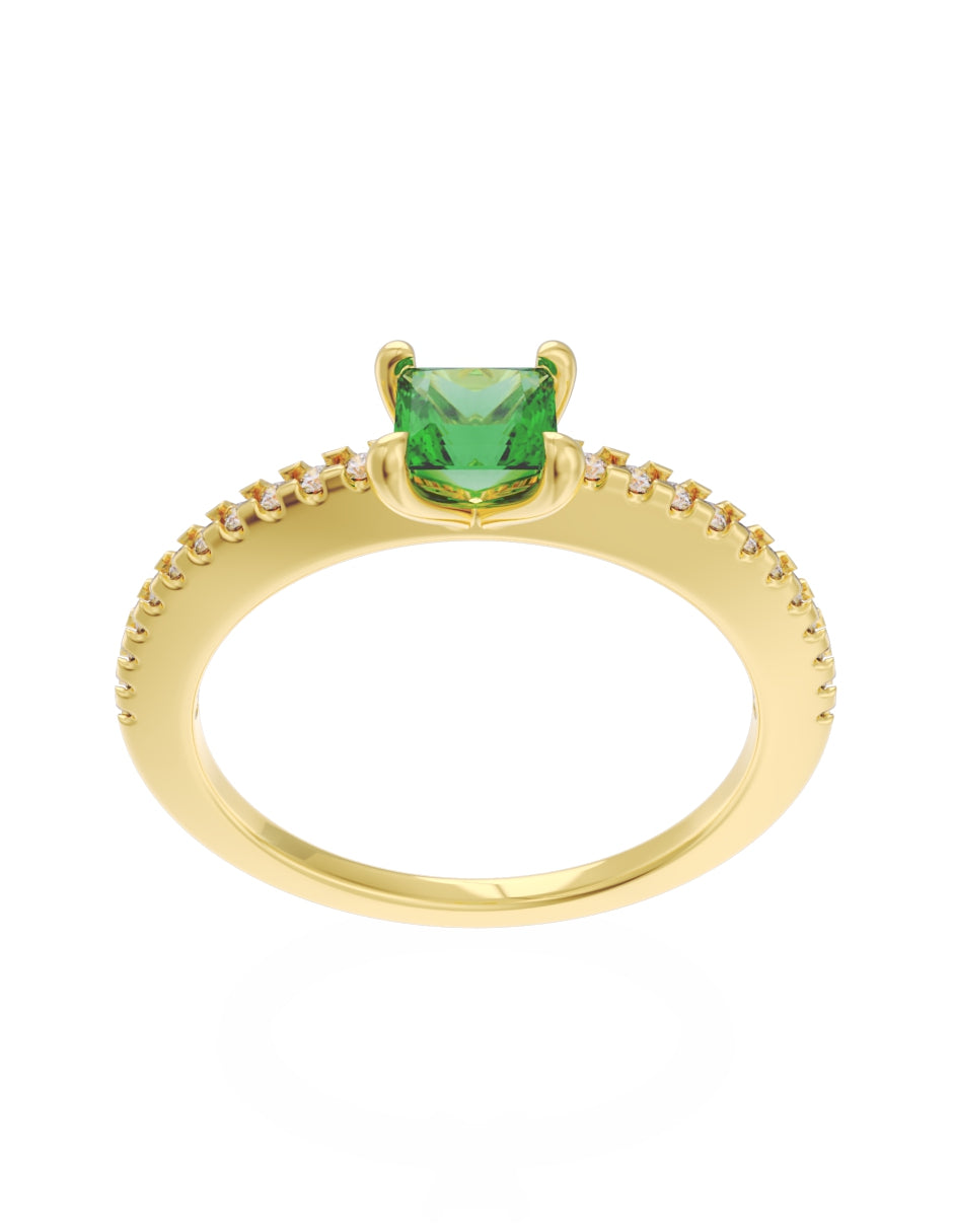 Anillo de Compromiso Eternidad de Oro 14k Zirconia Verde ZV8541-1