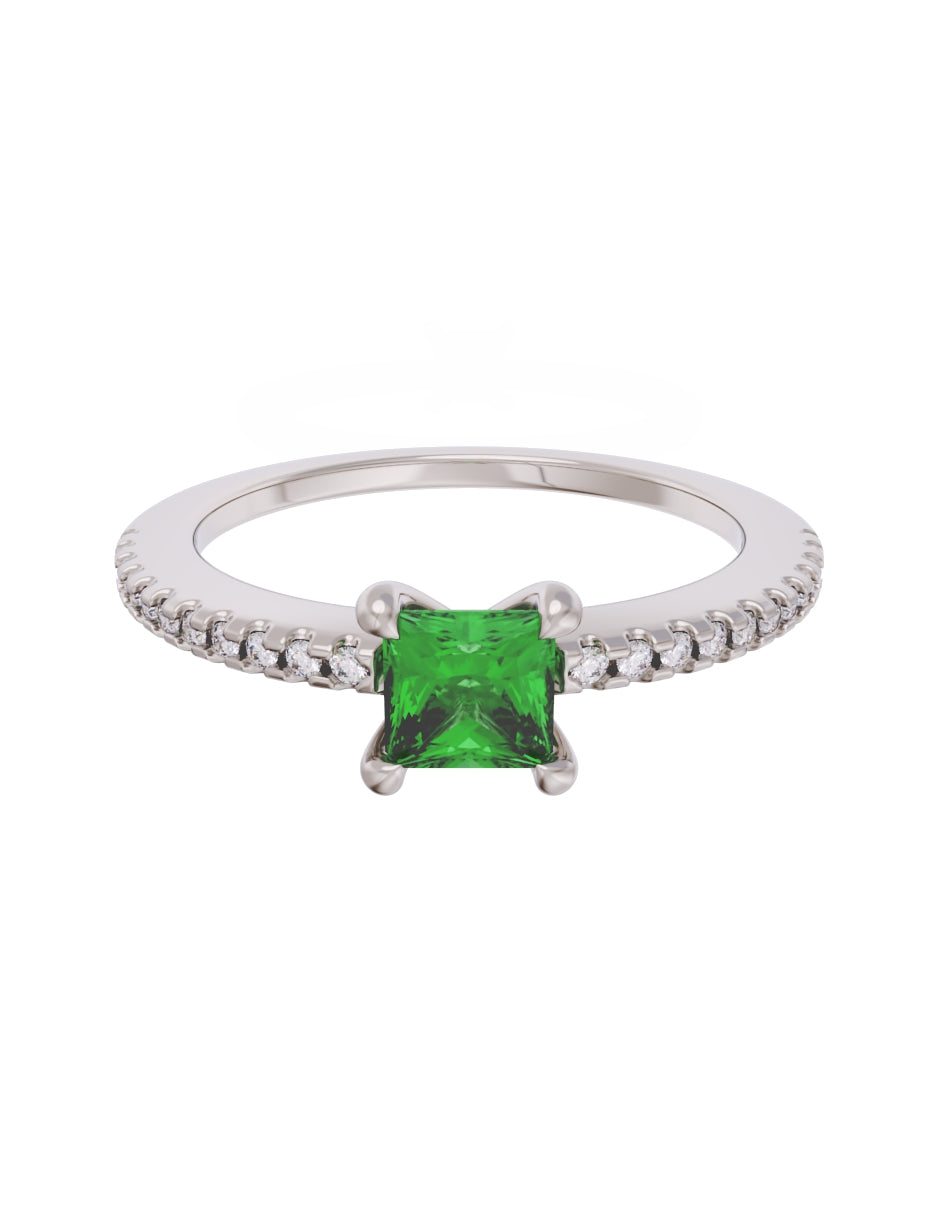 Anillo de Compromiso Eternidad de Oro 14k Zirconia Verde ZV8541-3