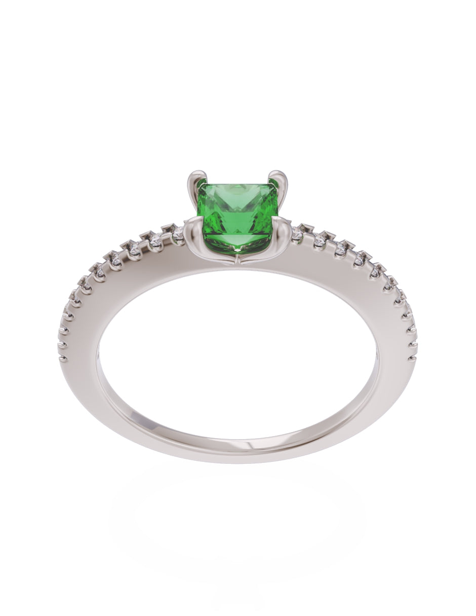 Anillo de Compromiso Eternidad de Oro 14k Zirconia Verde ZV8541-4