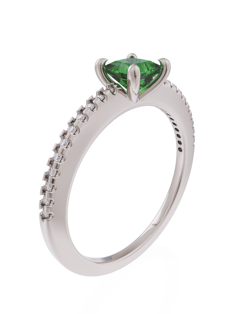 Anillo de Compromiso Eternidad de Oro 14k Zirconia Verde ZV8541-5
