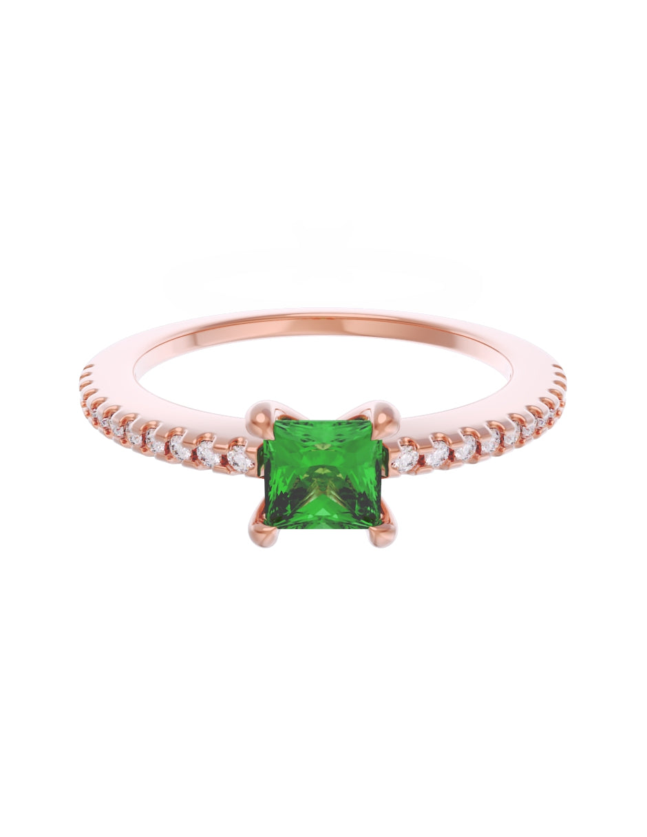Anillo de Compromiso Eternidad de Oro 14k Zirconia Verde ZV8541-6