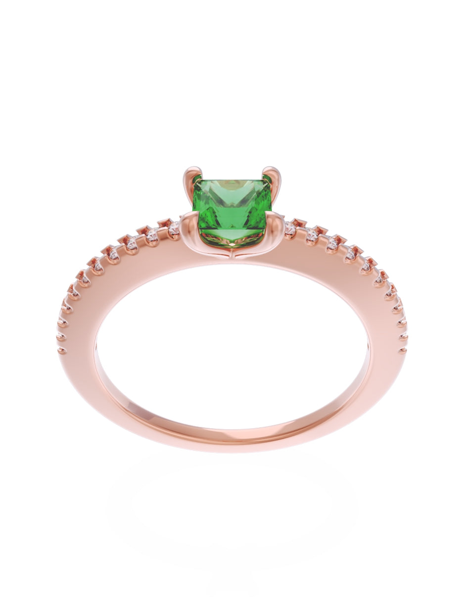 Anillo de Compromiso Eternidad de Oro 14k Zirconia Verde ZV8541-7