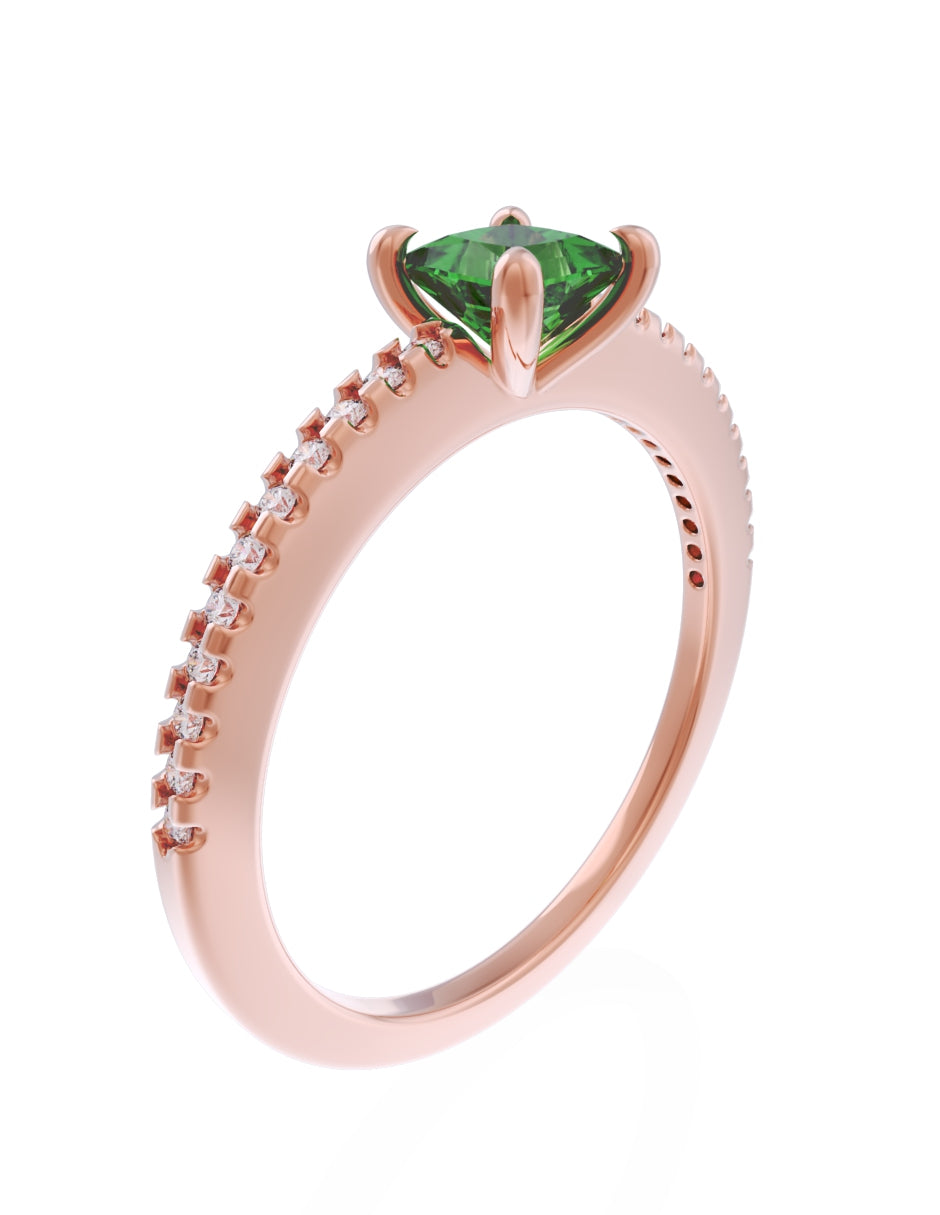 Anillo de Compromiso Eternidad de Oro 14k Zirconia Verde ZV8541-8