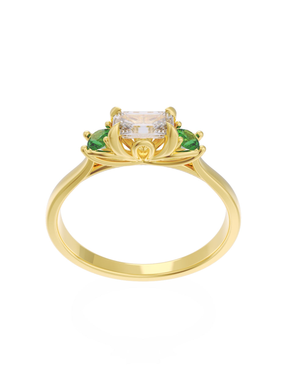 Anillo de Compromiso Eternidad de Oro 14k Zirconia Verde ZV8545-1