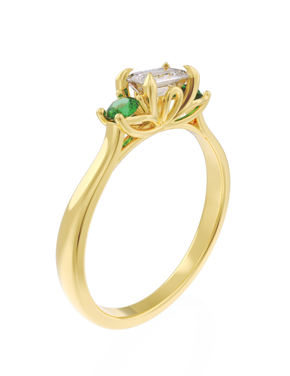 Anillo de Compromiso Eternidad de Oro 14k Zirconia Verde ZV8545-2