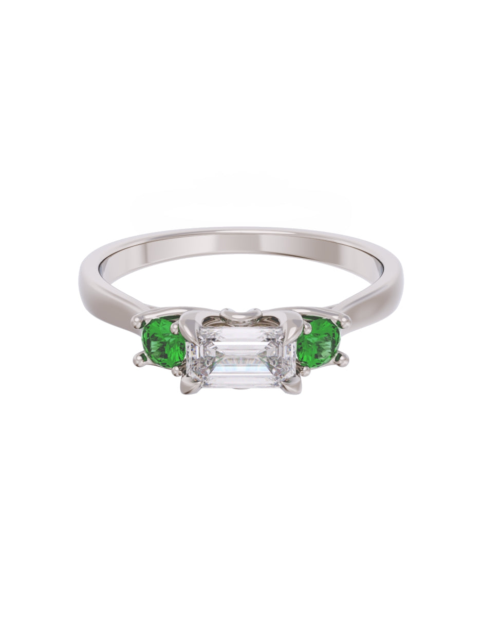 Anillo de Compromiso Eternidad de Oro 14k Zirconia Verde ZV8545-3