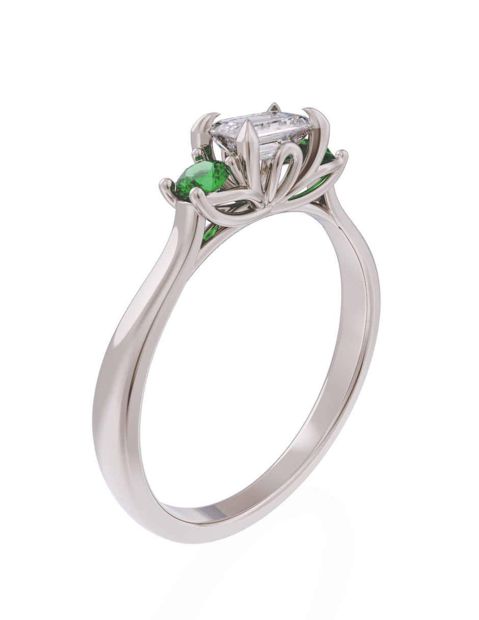 Anillo de Compromiso Eternidad de Oro 14k Zirconia Verde ZV8545-5