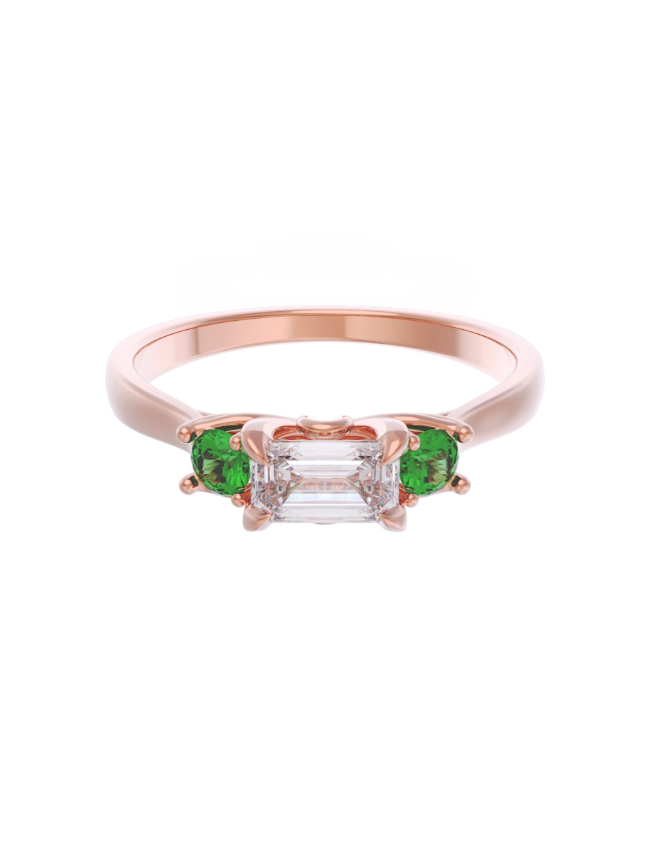 Anillo de Compromiso Eternidad de Oro 14k Zirconia Verde ZV8545-6