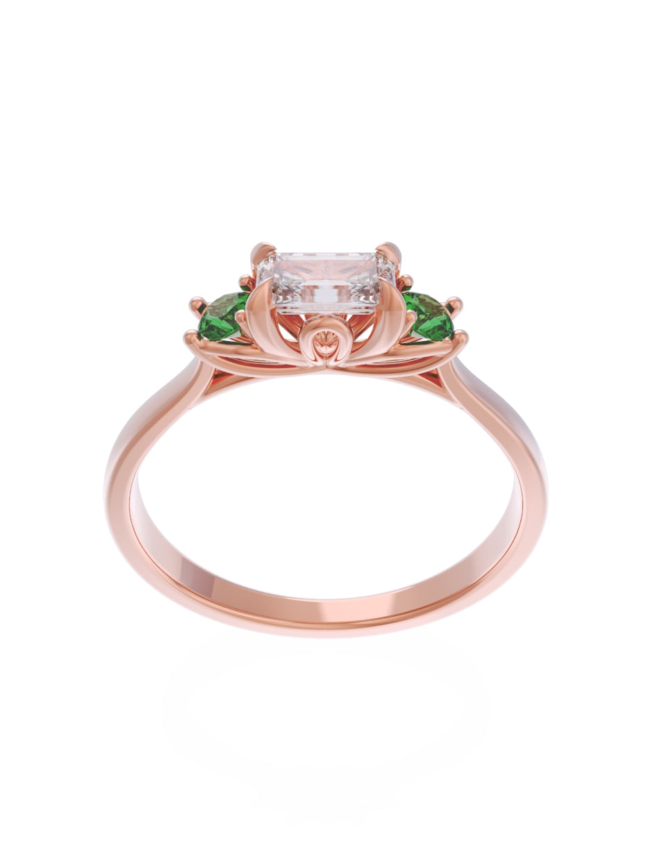 Anillo de Compromiso Eternidad de Oro 14k Zirconia Verde ZV8545-7