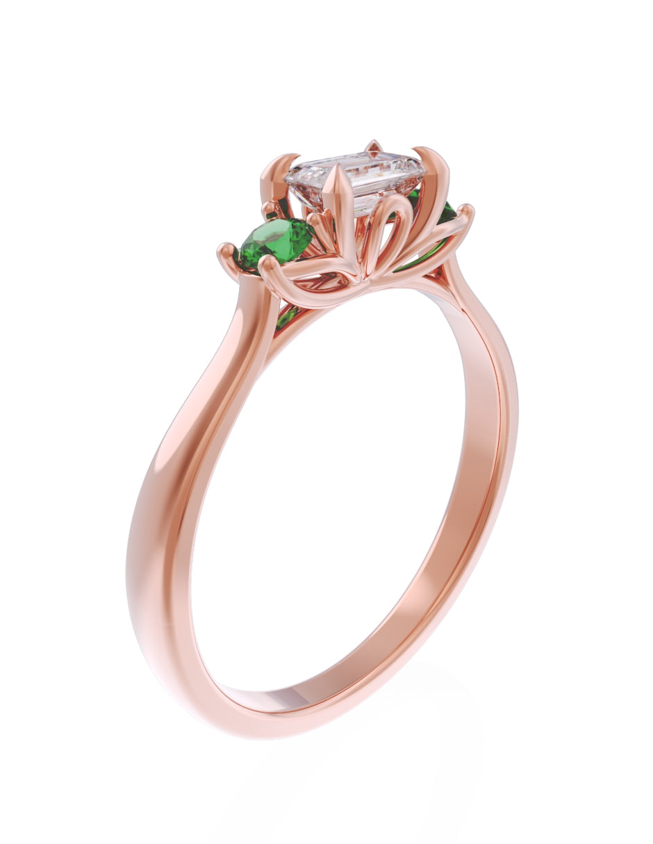 Anillo de Compromiso Eternidad de Oro 14k Zirconia Verde ZV8545-8