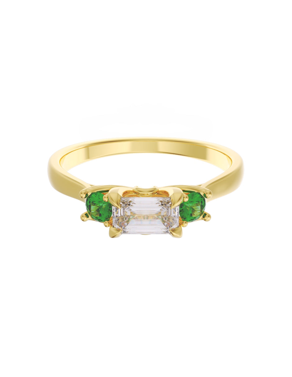 Anillo de Compromiso Eternidad de Oro 14k Zirconia Verde ZV8545