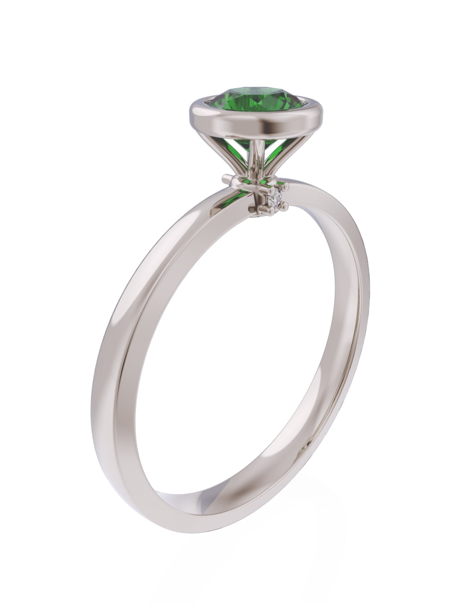 Anillo de Compromiso Eternidad de Oro 14k Zirconia Verde ZV8547-5
