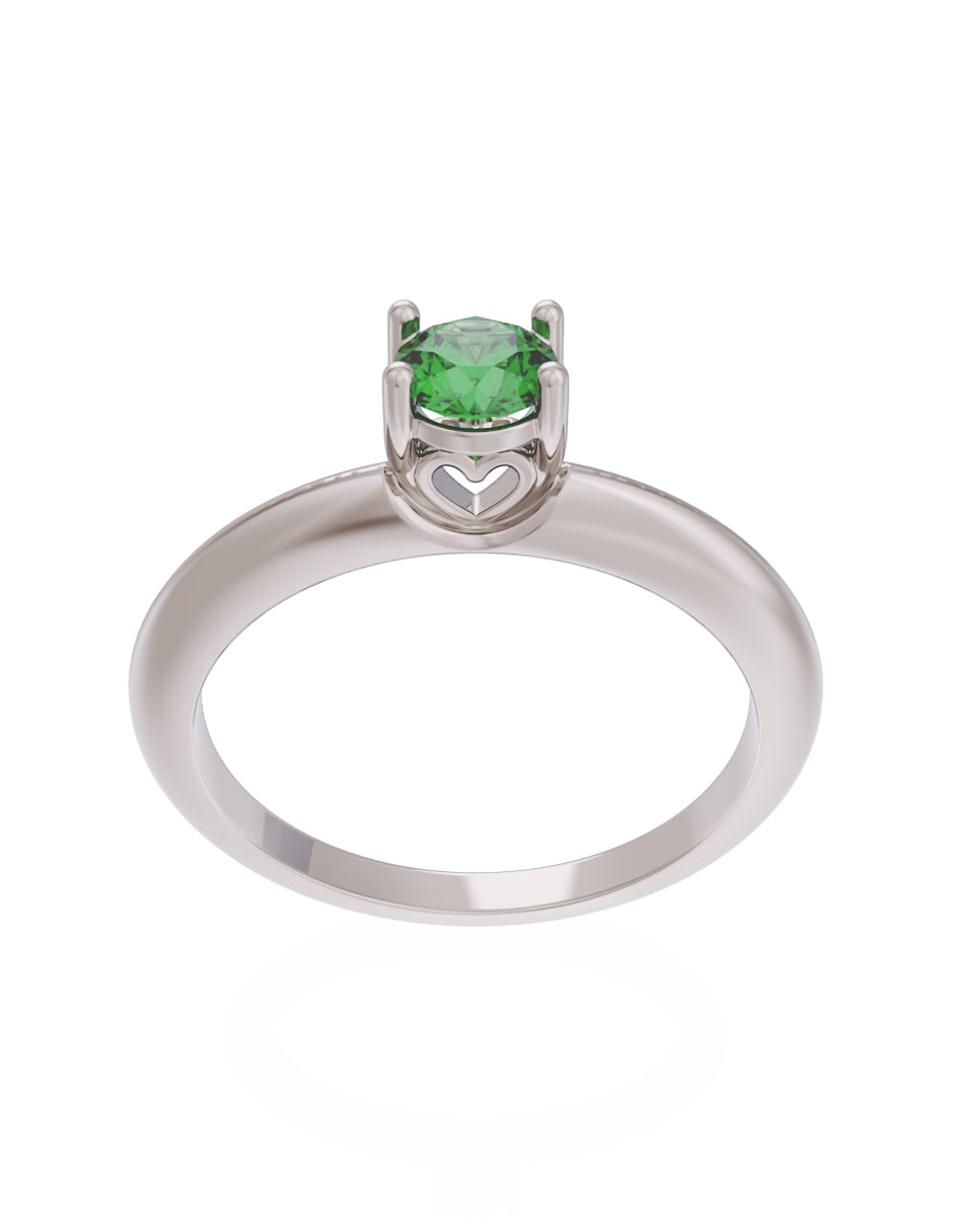 Anillo de Compromiso Eternidad de Oro 14k Zirconia Verde ZV8549-4