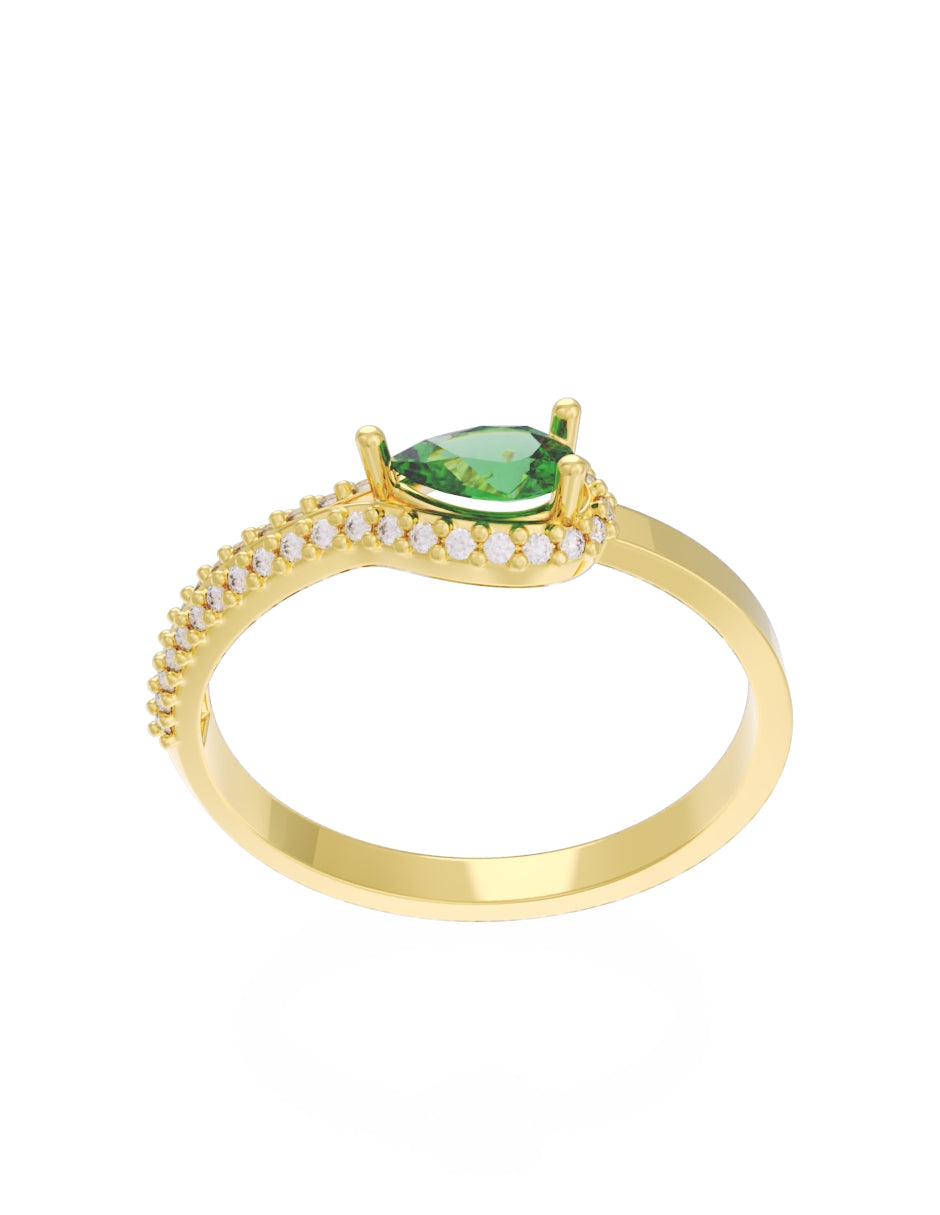 Anillo de Compromiso Eternidad de Oro 14k Zirconia Verde ZV8550-1