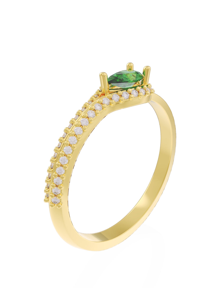 Anillo de Compromiso Eternidad de Oro 14k Zirconia Verde ZV8550-2