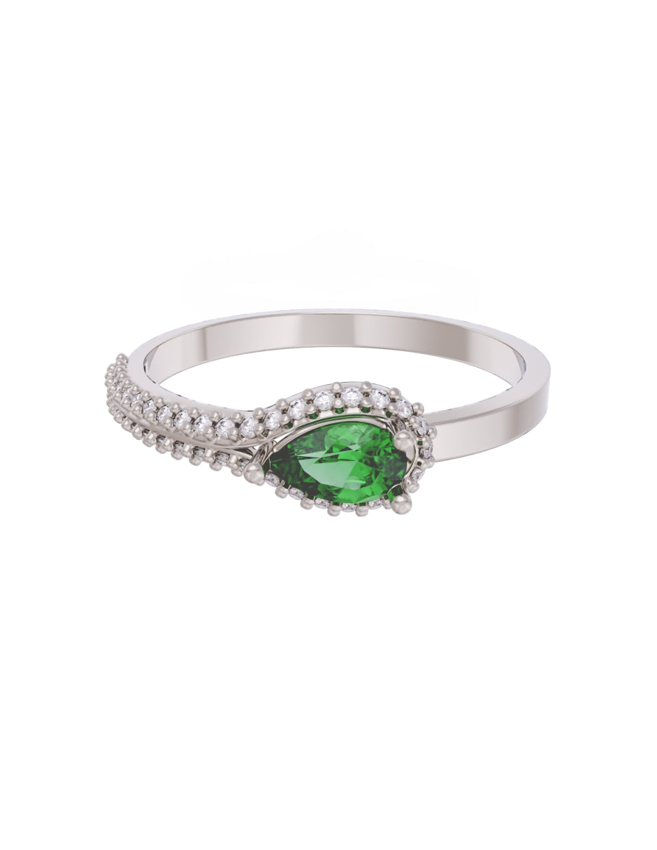 Anillo de Compromiso Eternidad de Oro 14k Zirconia Verde ZV8550-3